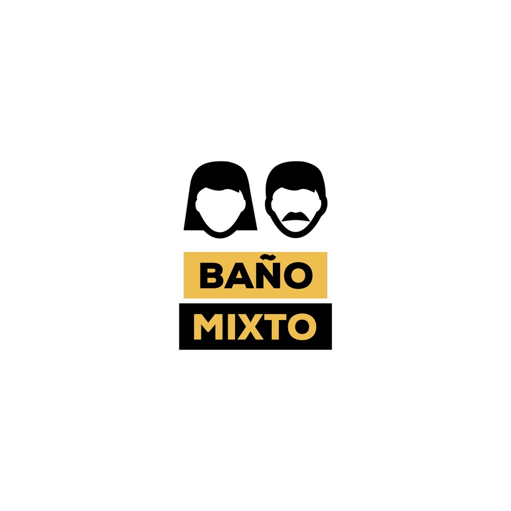 Rótulo de puerta: Baño mixto