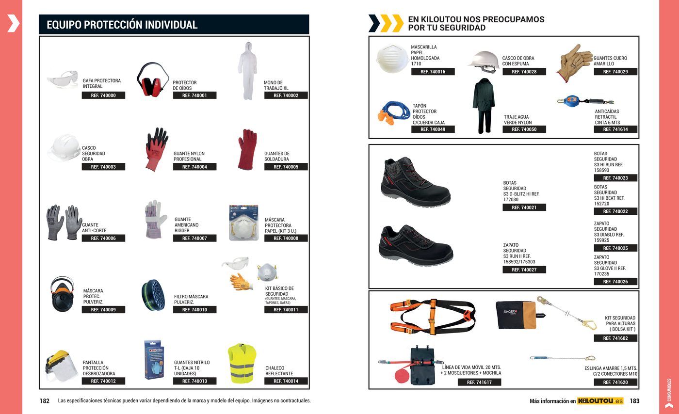 Fichas de equipos de protección individual, en rojo