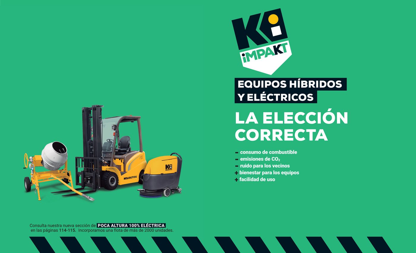 Doble página en verde de la gama de equipos híbridos y eléctricos Impakt