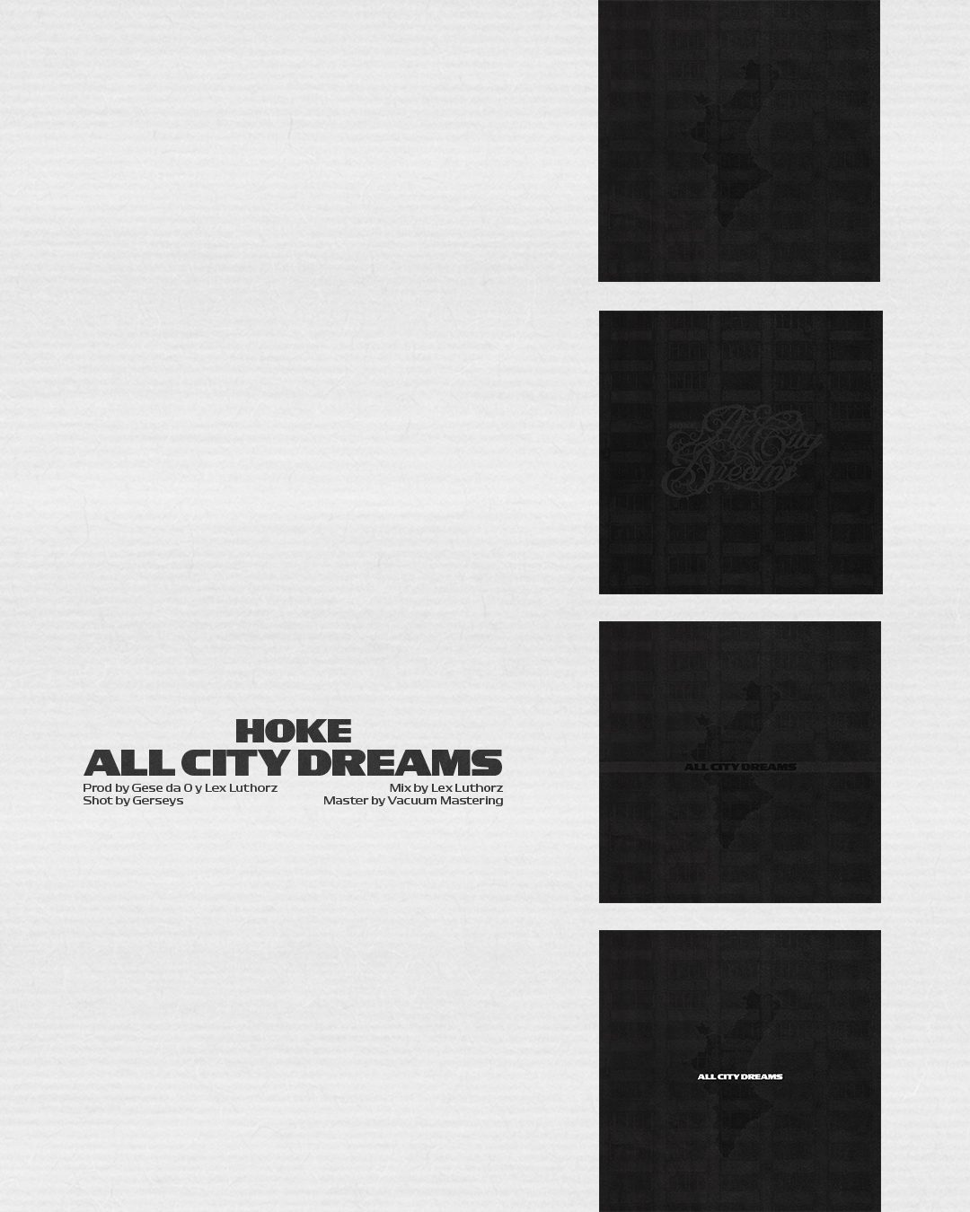 All City Dreams: pieza con créditos y miniaturas