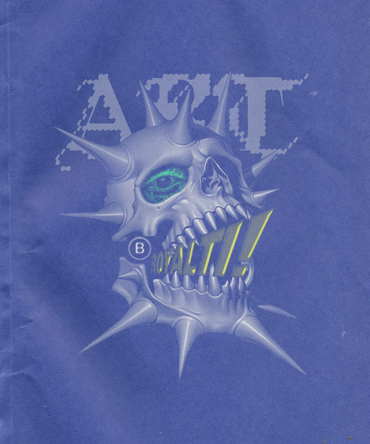 Demoni: calavera azul con textura de serigrafía